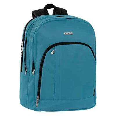 Imagen de COMIX Mochila escolar media, primaria y superior para niños adolescentes, con respaldo acolchado reforzado, correas ajustables, 3 compartimentos principales bolsillo frontal, 32 x 43 23 cm,