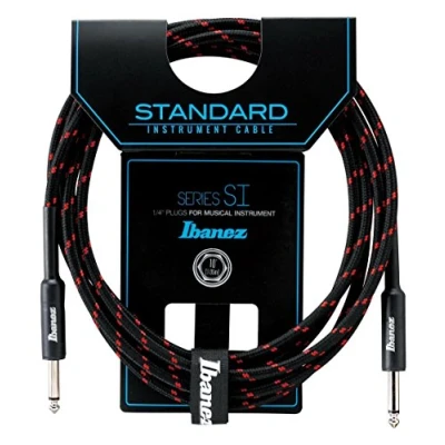 Imagen de Ibanez si10 bw 10 ft 2 conectores recto estándar de Cable instrumento color negro/rojo vino