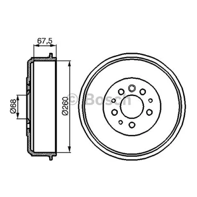 Imagen de BOSCH 0 986 477 046 Tambor de Freno 311 Eje trasero VOLKSWAGEN: Transporter 4 Bus,