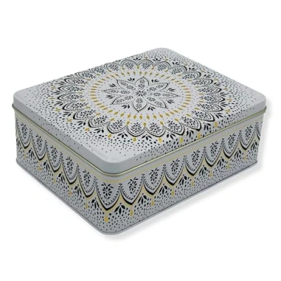 Imagen de MediMuc Caja de regalo diseño Sara Miller Tarro rectangular con oriental lata para galletas, 19,5 x 15,4 7,5 cm volumen 2,25 L