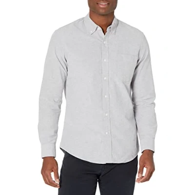 Imagen de Amazon Essentials Camisa Oxford Ajustada de Manga Larga con Bolsillo Hombre, Gris, XS