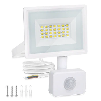 Imagen de Aigostar 20W Foco LED con Sensor Movimiento PIR,1650 Lumen Super Brillo Focos Exterior/Interior,IP65 Impermeable,Blanco Natural 4000K Luz de Seguridad para Jardín, Patio,Garaje,etc.