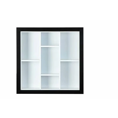 Imagen de Inter Link Vitrina de pared presentación colección sin cristal 7 compartimentos Coleccionista Septem MDF negro/blanco 66,5 x 13,7 cm