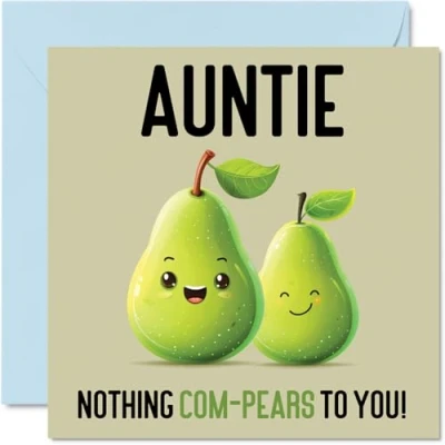 Imagen de tarjetas de cumpleaños para tía, Nothing Com Pears, divertida tarjeta feliz tía sobrino, sobrina, regalos cumpleaños, felicitación broma 145 mm x