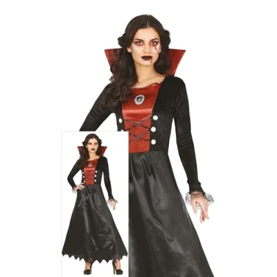 Imagen de FIESTAS GUIRCA Disfraz de Vampiresa Gótica Vestido Largo Negro y Rojo para Mujer Adulta Talla M 38 40
