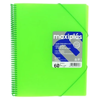 Imagen de Grafoplás 39836020－Carpeta 60 fundas A4 de espiral con sobre, color verde claro