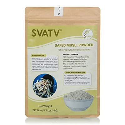 Imagen de SVATV Safed Musli Powder II Chlorphytum Borivillianum 227 gramos, media libra, 8 onzas