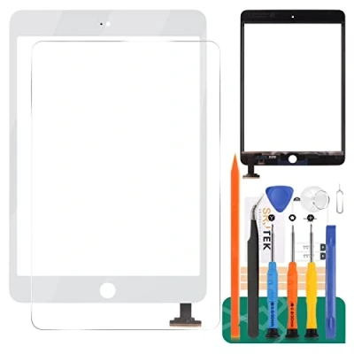 Imagen de SRJTEK Reemplazo de Pantalla para iPad Mini 1 2 A1432, A1454, A1455, A1489, A1490, Lente Cristal digitalizador táctil con IC Chip Flex Cable Assembly(Blanco)