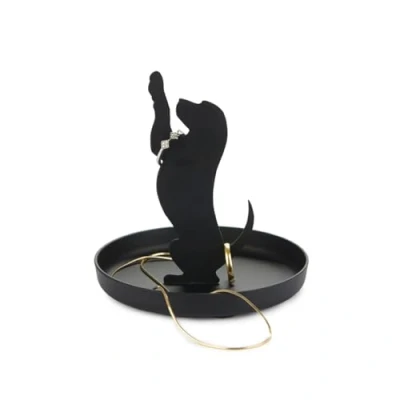 Imagen de Balvi Porta Anillos Puppy Color Negro Soporte de Joyas Silueta Perro Metal