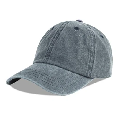 Imagen de LANGZHEN Neutral Gorra de béisbol Vaquero algodón Lavada ordinaria se Puede Ajustar papá (Azul y Gris)