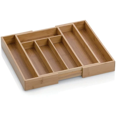 Imagen de kela Cubertero de bambú cajones 28,5 39 x 34 5 cm, extensible, cajón con ó 7 compartimentos, KALMA, organizador cocina