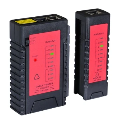 Imagen de Incutex Comprobador de Cable, Tester Línea RJ45 RJ11 Ethernet LAN Cat5 Cat6 Localizador, Kit probador Rojo Negro