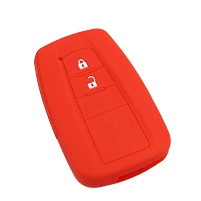 Imagen de Happyit Cubierta del Caso Dominante Coche de Silicona para Toyota CHR C HR Camry Prius Prado 2 Botón Llave Inteligente (Rojo)
