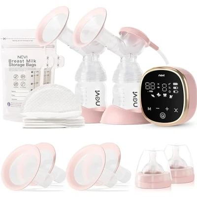Imagen de NCVI Extractor de Leche Eléctrico 8782, Portátil con 4 Modos y 9 Niveles, bridas 21/24/28/32mm, 10 Bolsas para Almacenar La Materna, batería litio 2200mAh