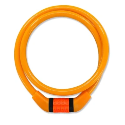 Imagen de Crazy Safety Candado de Bicicleta Código Resistente a la Intemperie Fácil Usar cable acero para Bici Niñas y Niños Accesorios Bicicletas (Naranja)