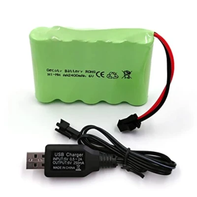Imagen de Gecoty® Batería Recargable Ni MH AA de 6V 2400mAh con Cable Carga (Conector SM)