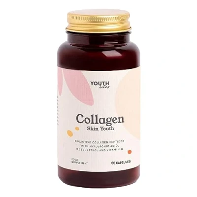 Imagen de SKIN YOUTH COLÁGENO Verisol ANTIEDAD Patentado + Ácido Hialurónico Resveratrol Vitamina C Péptidos Colágeno Bioactivos Previene y Retrasa el Envejecimiento de la Piel 60 cápsulas
