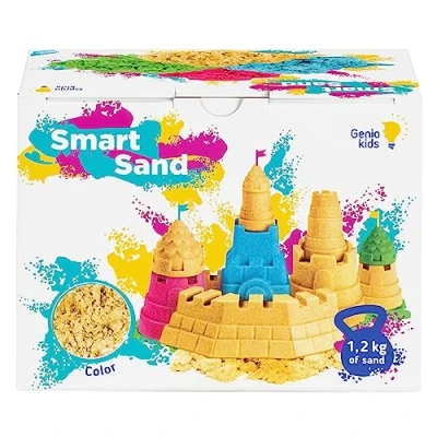 Imagen de Genio Kids Smart Sand 1200g de Arena Mágica no Toxica para Niños, Recarga Mezclar, Jugar y Modelar Natural Color