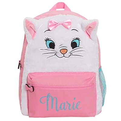 Imagen de Disney The Aristocats Marie mochila de felpa suave 3D para niñas, escolar lujo, color rosa, viajes, almuerzo, guardería, blanco/rosa, Taille unique