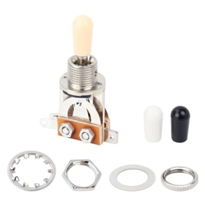 Imagen de Banworks Interruptor selector de pastillas Metric 3 vías para guitarra Epiphone EPI LP estilo Les Paul JT/DWQ 01 cromado con punta color crema