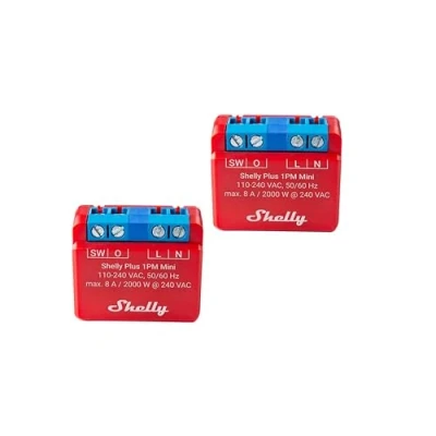 Imagen de Shelly Plus 1PM Mini Relé inteligente WiFi y Bluetooth, 1 canal 8 A, con medición de potencia, domótica, compatible Alexa Google Home, aplicación iOS Android, no necesita concentrador (2