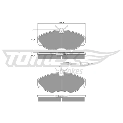 Imagen de TOMEX brakes TX 11 72 Juego de pastillas freno Eje delantero con contacto avisador desgaste CITROËN: Jumper I Furgón