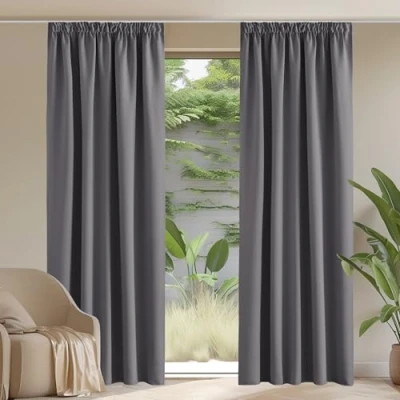 Imagen de PONY DANCE Cortinas Termicas Aislantes Frio y Calor Salon Modernas 2 Piezas Cortina Opaca Dormitorio Matrimonio Ventana para Riel, 167x228 CM, Gris