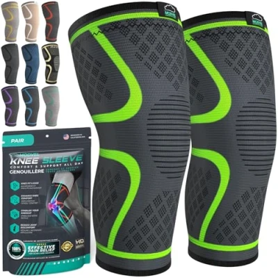 Imagen de MODVEL Paquete de 2 rodilleras compresión para hombres y mujeres, correr, ortopédicas el alivio rotura menisco, artritis malestar articular (XL)