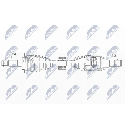 Imagen de NTY NPW SU 037 Árbol de transmisión Eje delantero, izquierda 651 73