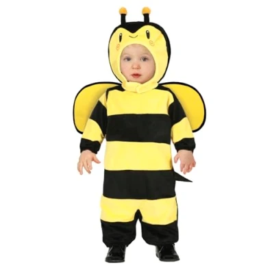 Imagen de FIESTAS GUIRCA Mono de Abejita Infantil Abeja a Rayas Negras y Amarillas con Capucha Alas Disfraz Niña o Niño 2 3 años