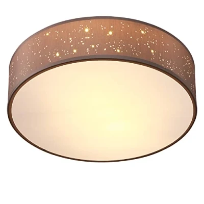 Imagen de Monzana Lámpara Techo de Tela Redonda Ø30cm Efecto Cielo Estrellado para dormitorio comedor oficina Gris Topo