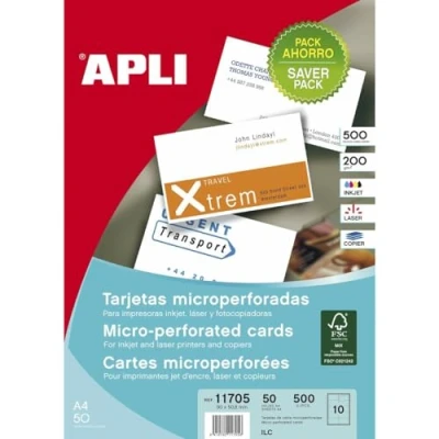 Imagen de APLI Tarjetas de Visita Blanco 50 Hojas 90 x 50,8 mm