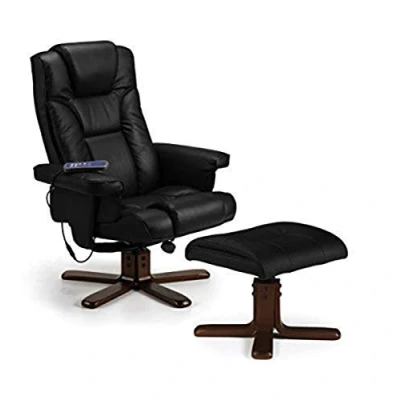 Imagen de Julian Bowen Sillón reclinable y reposapiés con Masaje térmico Malmo, tapizado, Piel sintética, Color Negro