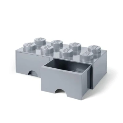 Imagen de Room Copenhagen 40061740 Caja de Almacenaje Apilable con 2 Cajones, Ladrillo 8 pomos, 9.4 l, Gris (Medium Stone Grey), 50 x 25 18 cm