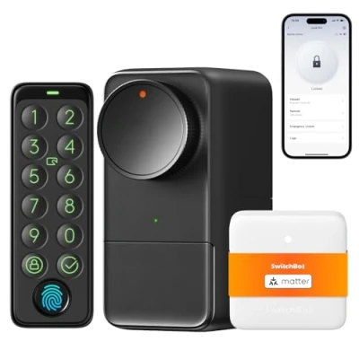 Imagen de SwitchBot Lock Pro WiFi Inteligente, de Acceso Sin Llave, Cerradura Inteligente Puerta Delantera, Cerrojo Adaptable al Existente en Minutos, admite Matter, Alexa, Google, IFTTT.