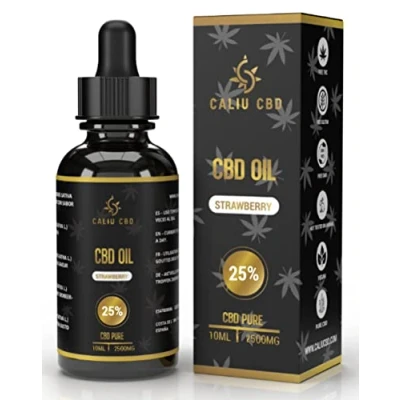 Imagen de CBD OIL Aceite puro 25% 2500Mg 10ML Base cáñamo enriquecido con Extracto de Fresa 0% THC 1200 gotas Cannabidiol