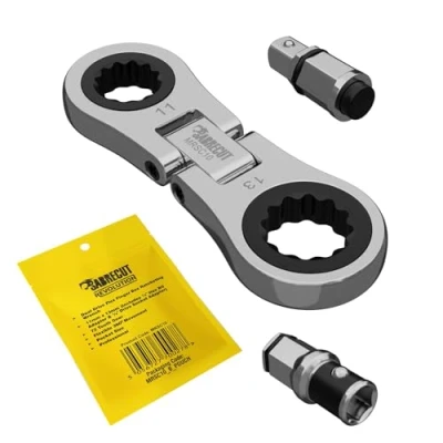 Imagen de 1 x SabreCut MRSC10 Dual Drive Flex 11 mm y 13 pequeño micro trinquete con 6,3 hexagonal (1/4 pulgadas) 1/4 pulgadas cuadrados adaptadores de acero inoxidable profesional 72 dientes llave