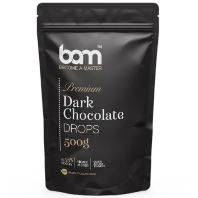 Imagen de BAM Gotas de Chocolate Negro Premium, Callets, Chips para Derretir, Home and Pro Baking, 500 gramos