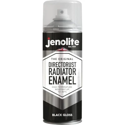 Imagen de JENOLITE Directorust Pintura en Spray para Radiadores Esmalte NEGRO BRILLO 400ml Resistente hasta 130ºC duradera que No amarillea necesita imprimación