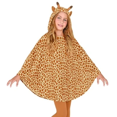 Imagen de Widmann Disfraz infantil de jirafa 48158 48158, poncho con capucha, manta, fiesta temática, carnaval, niña, multicolor, talla única para la mayoría los niños