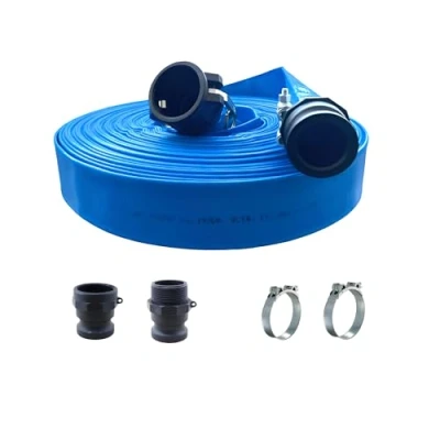 Imagen de Manguera plana con Accesorios Camlock de Polipropileno, Tipo A,C,E,F + 2 abrazaderas W1 reforzadas. (25mm T20m)