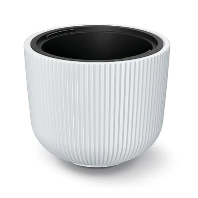 Imagen de Tymar Macetero con inserto, maceta de plástico, macetero, grande (DBML blanco, diámetro 30 cm)