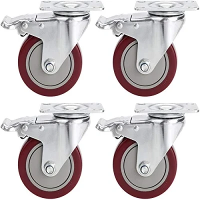 Imagen de Voluker Juego de 4 ruedas giratorias 100 mm para muebles con freno, carga máxima 400 kg