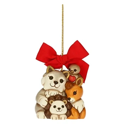 Imagen de THUN Adornos navideños, Lobo Noah y Sus Amigos de cerámica Decorada a Mano Idea 2022 6,9 x 6,8 7,7 cm h
