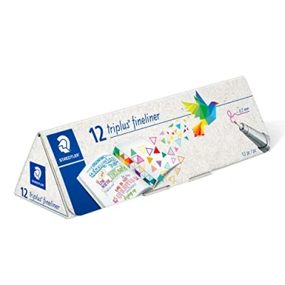 Imagen de STAEDTLER 334 CPC12 triplus fineliner Estuche de cartón triangulares con 12 rotuladores punta fina, colores surtidos