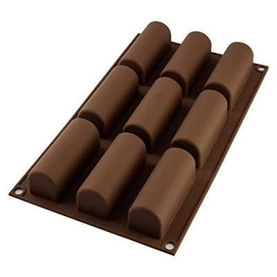Imagen de silikomart SF130 Moldes de Silicona para Monoporciones MIDI BÛCHE, Antiadherente, 9 Monoporciones, Pack 1 Molde Reposteria, 84 x 32 mm, h 35 Made in Italy