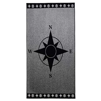 Imagen de Gözze Toalla de playa, diseño brújula, Algodón, 90 x 180 cm Plateado