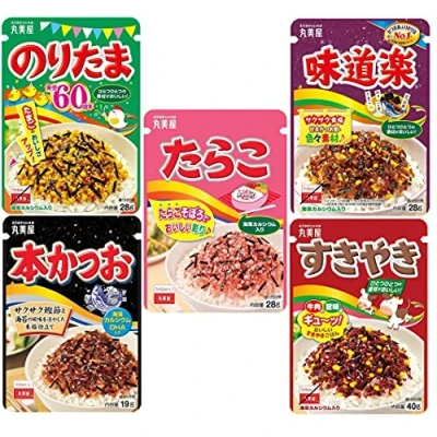Imagen de Marumiya Condimento para espolvorear japonés Furikake arroz bento, sabores surtidos Noritama, Ajidouraku, Katsuo, Sukiyaki, Tarako 5 Hecho en Japón