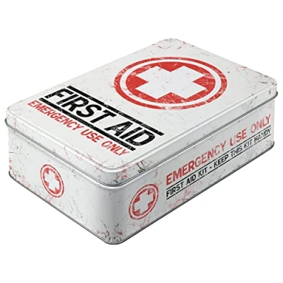 Imagen de Nostalgic Art Caja ​Plana de Metal Retro First Aid Kit Idea Regalo para Fans Nostalgia, Lata metálica con Tapa, Diseño Vintage, 2,5 l