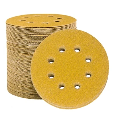 Imagen de STEBRUAM Disco de Lija Discos 100 Piezas 60 Granos 125mm Papel abrasivo autoadhesivos Pulir Hook and Loop Abrasivos 8 Agujeros para Lijadora Orbital
